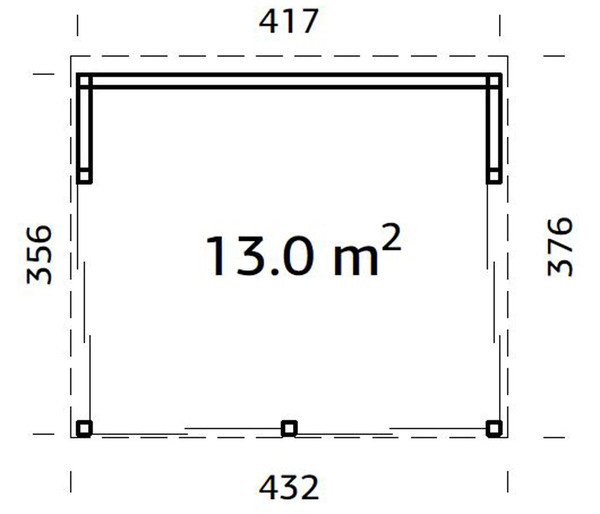 Palmako Pavillon Nova, inkl. Front- und Seitenverglasung, ca. B432/H282/T376 cm
