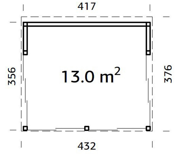 Palmako Pavillon Nova, inkl. Front- und Seitenverglasung, ca. B432/H282/T376 cm