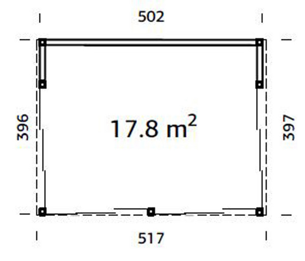 Palmako Pavillon Nova, inkl. Front- und Seitenverglasung, ca. B517/H288/T397 cm