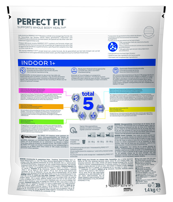 Perfect Fit® Trockenfutter für Katzen Indoor, Adult 1+, Huhn, 1,4 kg