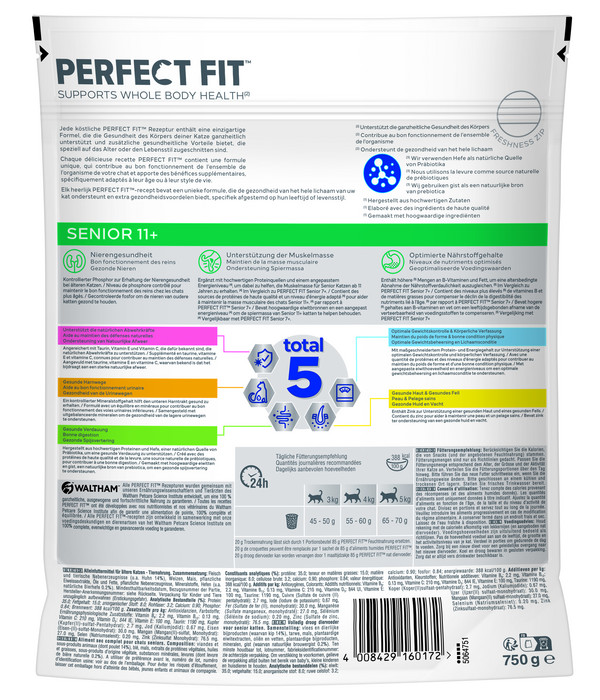 Perfect Fit® Trockenfutter für Katzen, Senior 11+, Huhn, 750 g