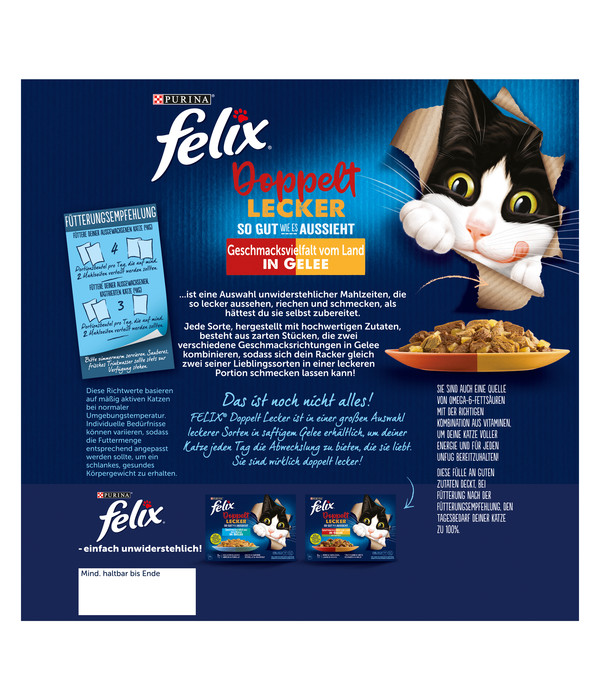 PURINA felix® Nassfutter für Katzen Doppelt Lecker Geschmacksvielfalt vom Land