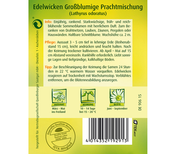 Quedlinburger Samen Edelwicke 'Grossblumige Mischung'