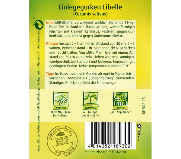 Quedlinburger Samen Einlegegurke 'Libelle'