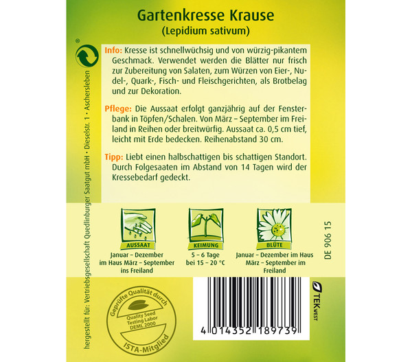 Quedlinburger Samen Gartenkresse 'Krause'