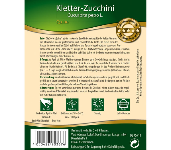 Quedlinburger Samen Kletter-Zucchini 'Quine'