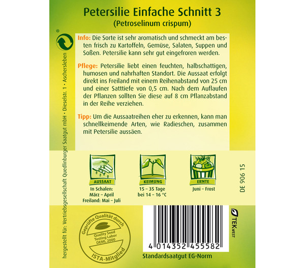 Quedlinburger Samen Petersilie 'Einfache Schnitt 3'