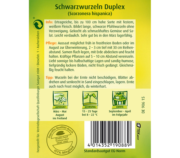 Quedlinburger Samen Schwarzwurzel 'Duplex'