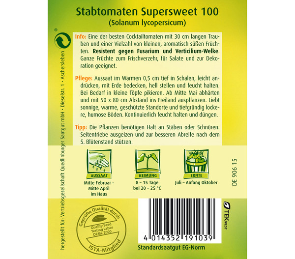Quedlinburger Samen Stabtomate 'Supersweet 100'
