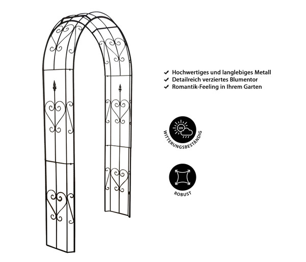 Dehner Metall-Rosenbogen Renata, ca. B120/H228/T38 cm