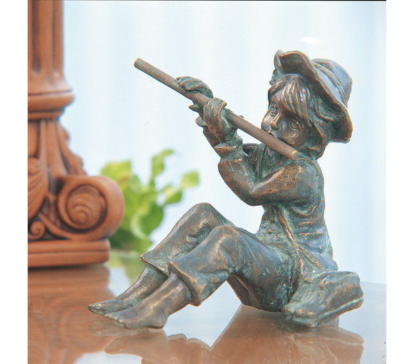 Rottenecker Bronze-Flötenspieler Hans, 17 x 14,4 x 15 cm