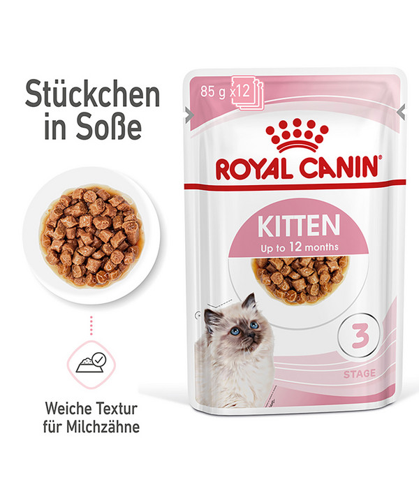 ROYAL CANIN® Nassfutter für Katzen Kitten in Soße, 12 x 85 g