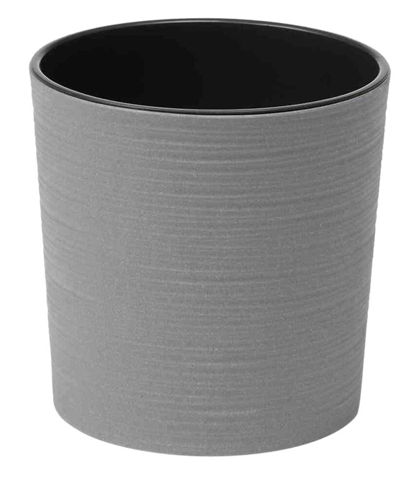 Siena Garden Kunststoff-Topf ECO Lens, rund, grau, ca. Ø25/H25 cm, 2er-Set