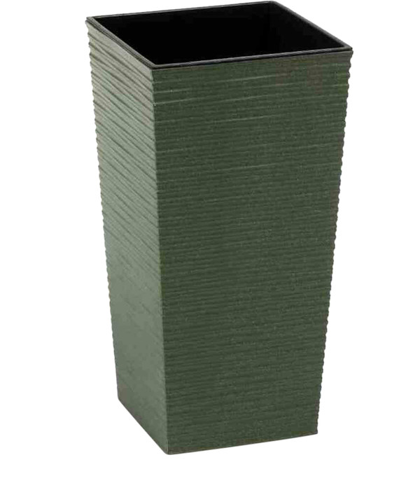 Siena Garden Kunststoff-Topf ECO Nizza, konisch, grün, ca. B25/H46,5/T25 cm, 2er-Set
