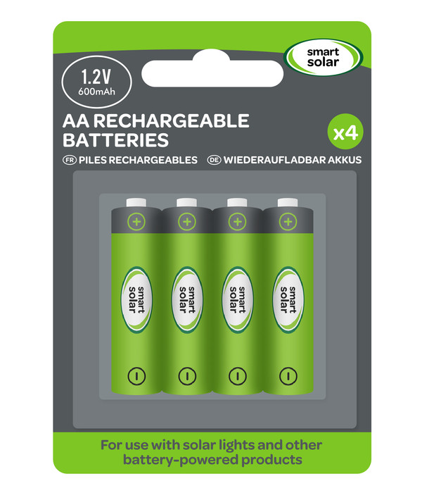 Smart Solar Batterien AA 600mAh, 4er Pack