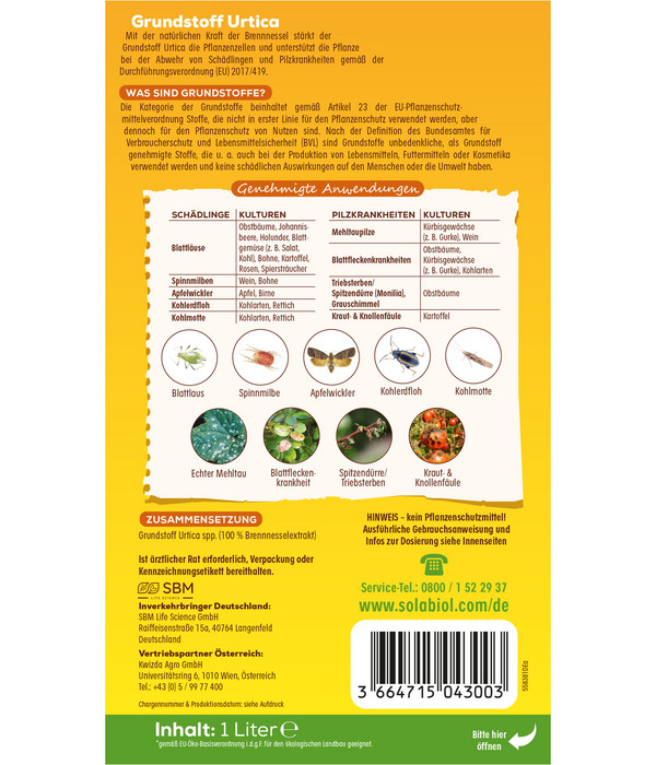 Solabiol® Grundstoff Urtica Pflanzenstärkungsmittel, flüssig, 1 l