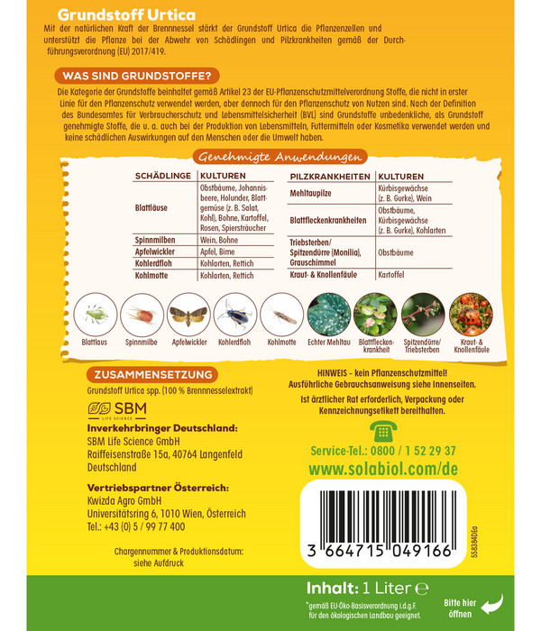 Solabiol® Grundstoff Urtica Pflanzenstärkungsmittel, Spray, 1 l