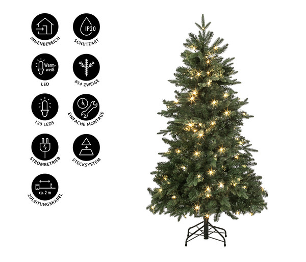 Dehner künstlicher LED-Weihnachtsbaum Espen, ca. H150 cm