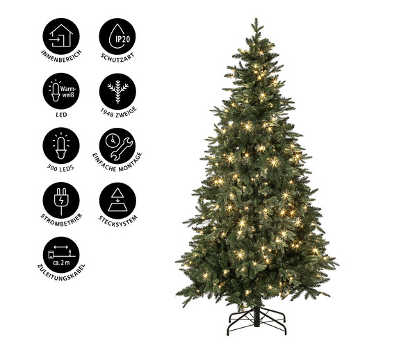 Dehner künstlicher LED-Weihnachtsbaum Espen, ca. H210 cm