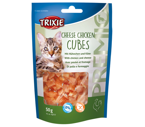 Trixie Premio Cheese Chicken Cubes, Katzensnack, 50 g
