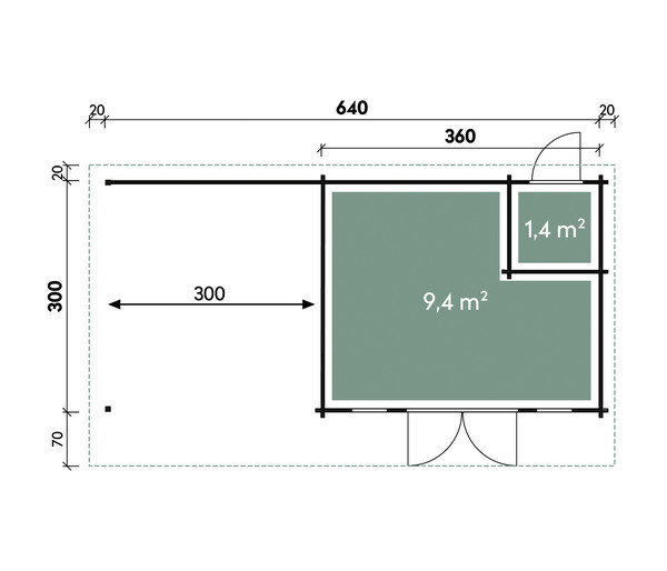 Wolff Finnhaus Gartenhaus Trondheim 70-A XL, inkl. Lounge 300 links, ca. B680/H256/T390 cm