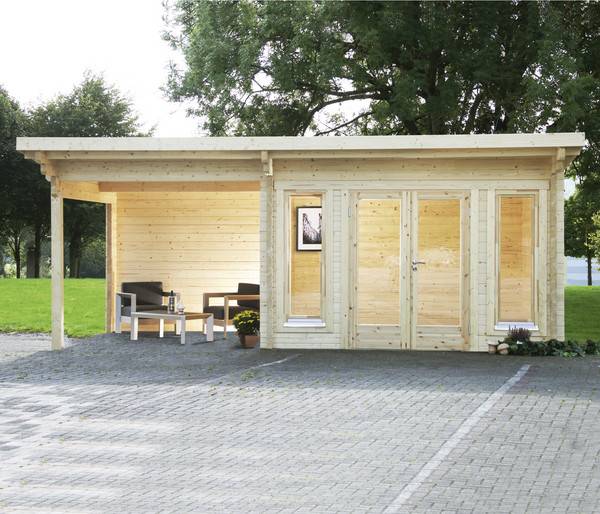 Wolff Finnhaus Gartenhaus Trondheim 70-A XL, inkl. Lounge 300 links, ca. B680/H256/T390 cm