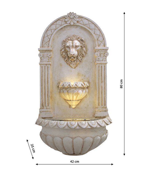 Ubbink Acqua Arte Polyresin-Wandbrunnen Assoro mit LED-Beleuchtung, ca. H80 cm