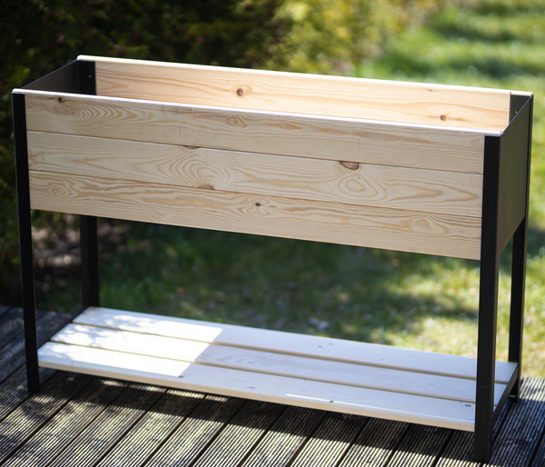 Upyard Holz-Pflanzkasten ModernBox mit Ablage, ca. B118/H72/T36 cm