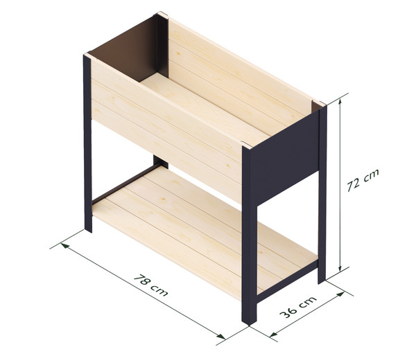 Upyard Holz-Pflanzkasten ModernBox mit Ablage, ca. B78/H72/T36 cm