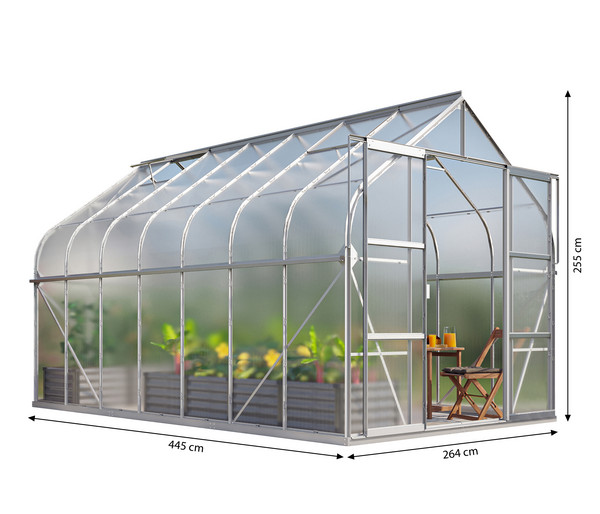 Vitavia Gewächshaus Saturn 11500 HKP, inkl. Stahlfundamentrahmen, ca. B264/H255/T445 cm