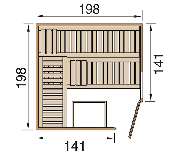 Weka Sauna Cubilis Gr. 2 Spar-Set inkl. Ofen, ca. B198/H205/T198 cm