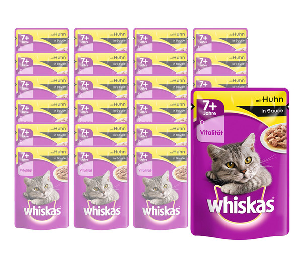 Whiskas® Nassfutter für Katzen 7+ Huhn in Sauce, 24 x 100 g