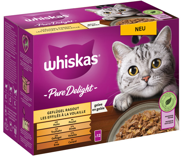Whiskas® Nassfutter für Katzen Multipack Pure Delight Ragout in Gelee, Adult, 12 x 85 g