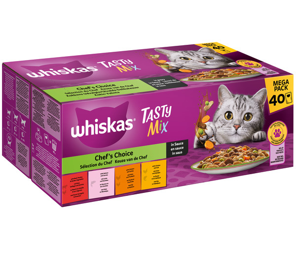 Whiskas® Nassfutter für Katzen Tasty Mix Chef's Choice in Sauce, Adult, 40 x 85 g