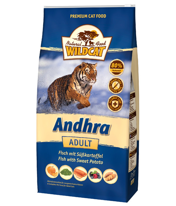 WILDCAT Trockenfutter für Katzen Andhra Adult, Fisch mit Süßkartoffeln, 3 kg
