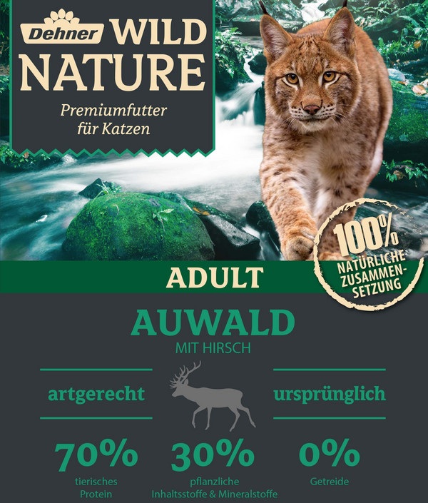 Dehner Wild Nature Trockenfutter für Katzen Auwald Adult, Hirsch