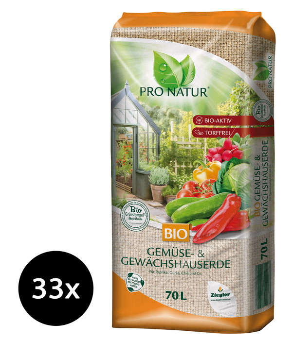 Ziegler Pro Natur BIO Gemüse- und Gewächshauserde, 33 x 70 Liter