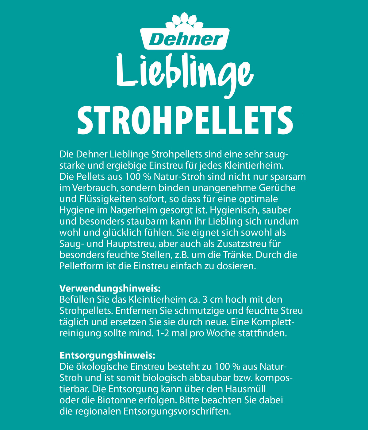 Dehner Lieblinge Kleintierstreu Strohpellets für Nager & Kleintiere