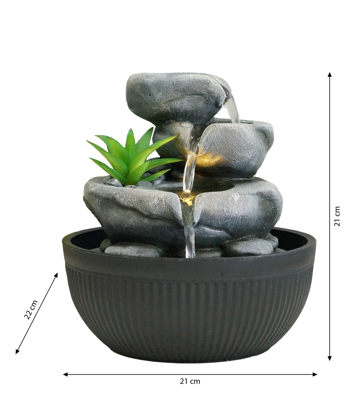 Dehner PolyresinZimmerbrunnen Lono mit LEDBeleuchtung, ca. H21 cm