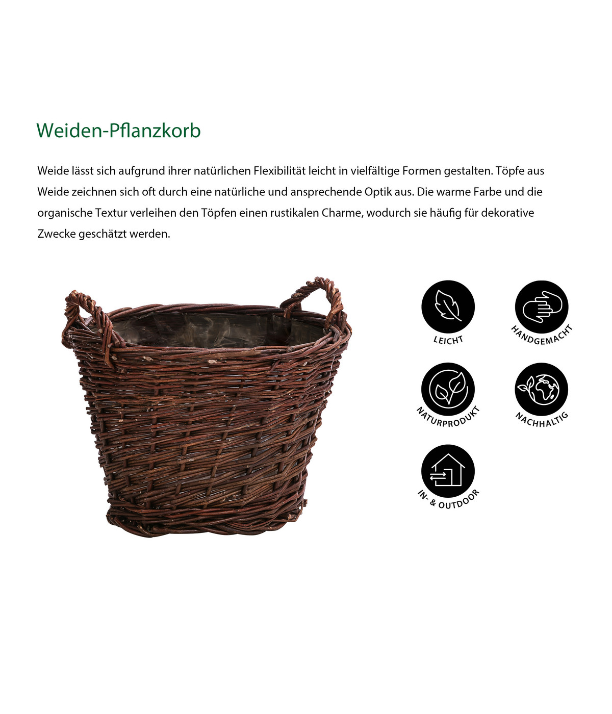 Dehner WeidenPflanzkorb, konisch, ca. Ø30/H23 cm Dehner