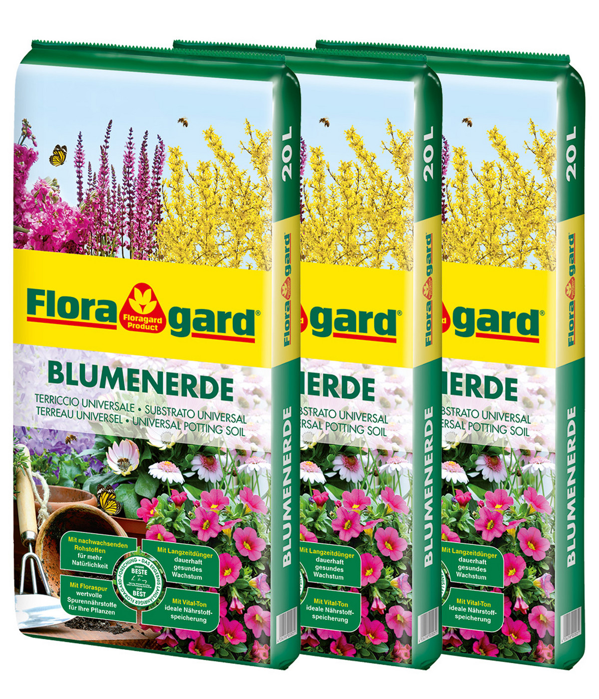 Floragard Blumenerde, 3 x 20 l Dehner