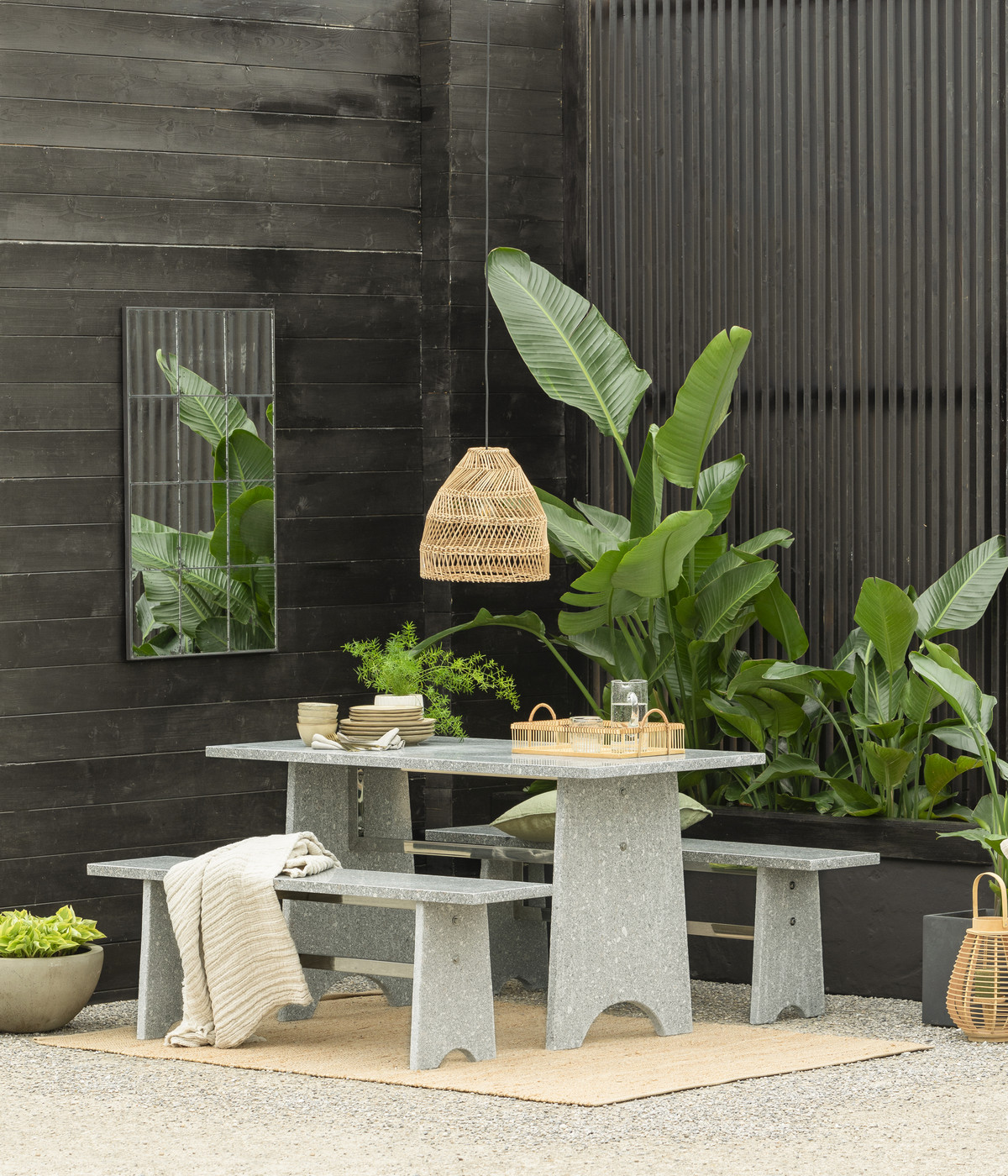 GartenmöbelSet aus Granit, 3teilig Dehner