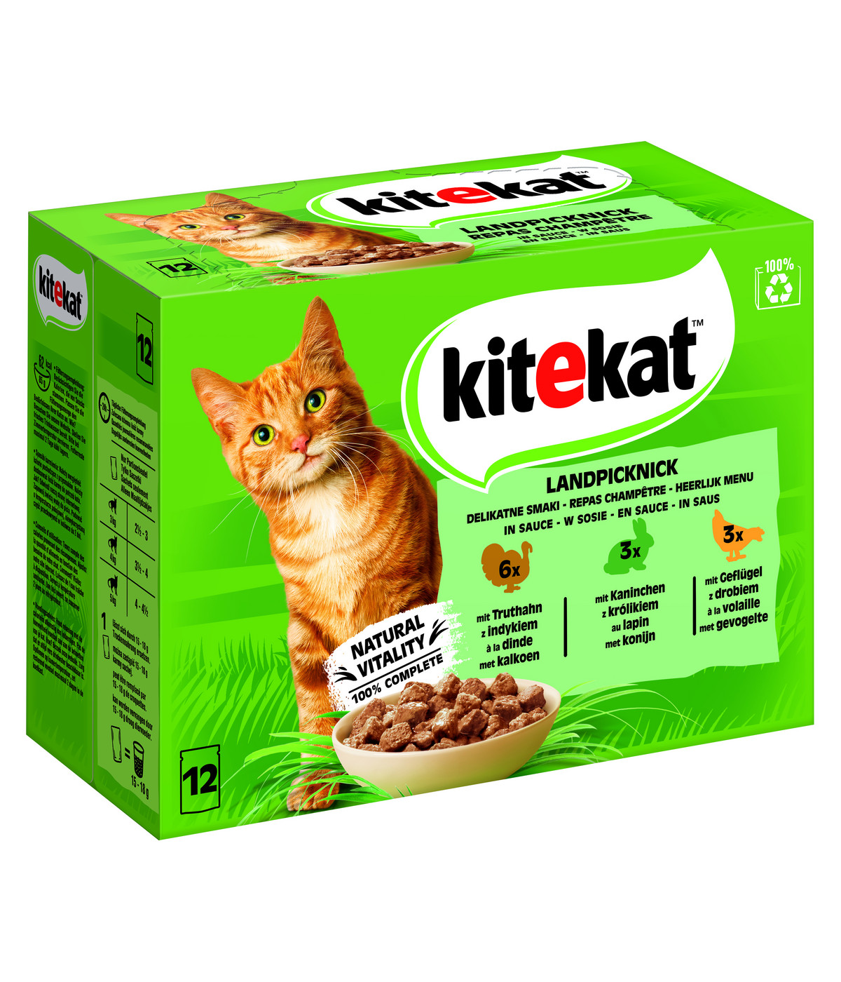 KITEKAT® Nassfutter für Katzen Multipack Landpicknick in Sauce, Adult, 12 x 85 g Dehner