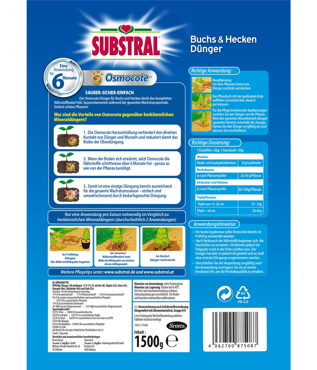 Substral® Osmocote® Buchs & Hecken Dünger, 1,5 kg Dehner