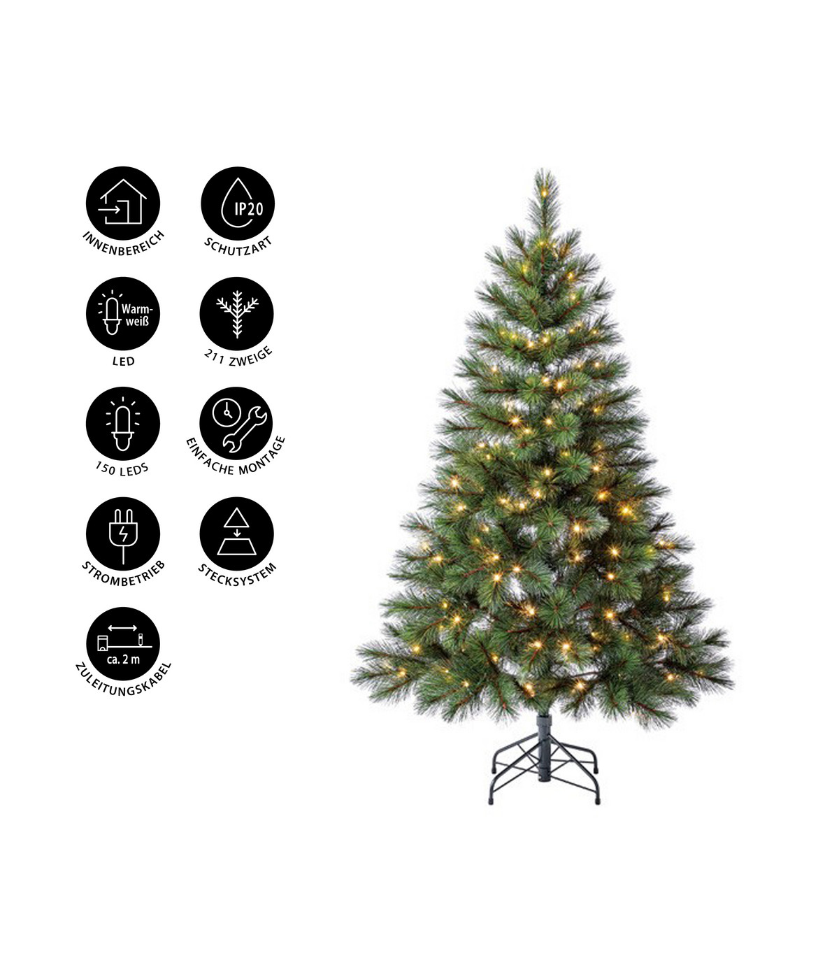 Dehner künstlicher LEDWeihnachtsbaum Ivar, ca. H150 cm Dehner